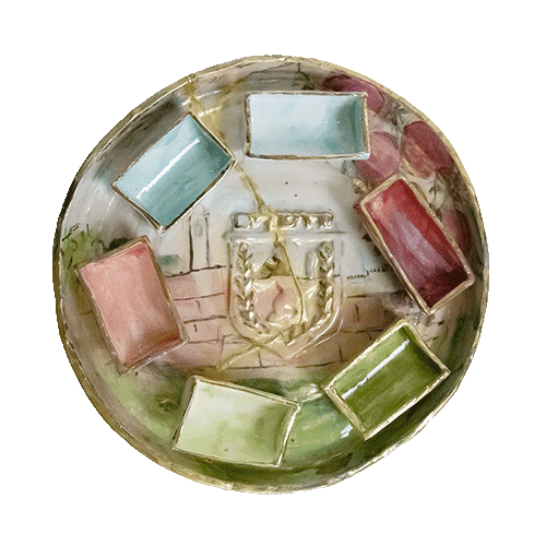 View of the Old City with Pomegranate Tree Passover Seder Plate Set