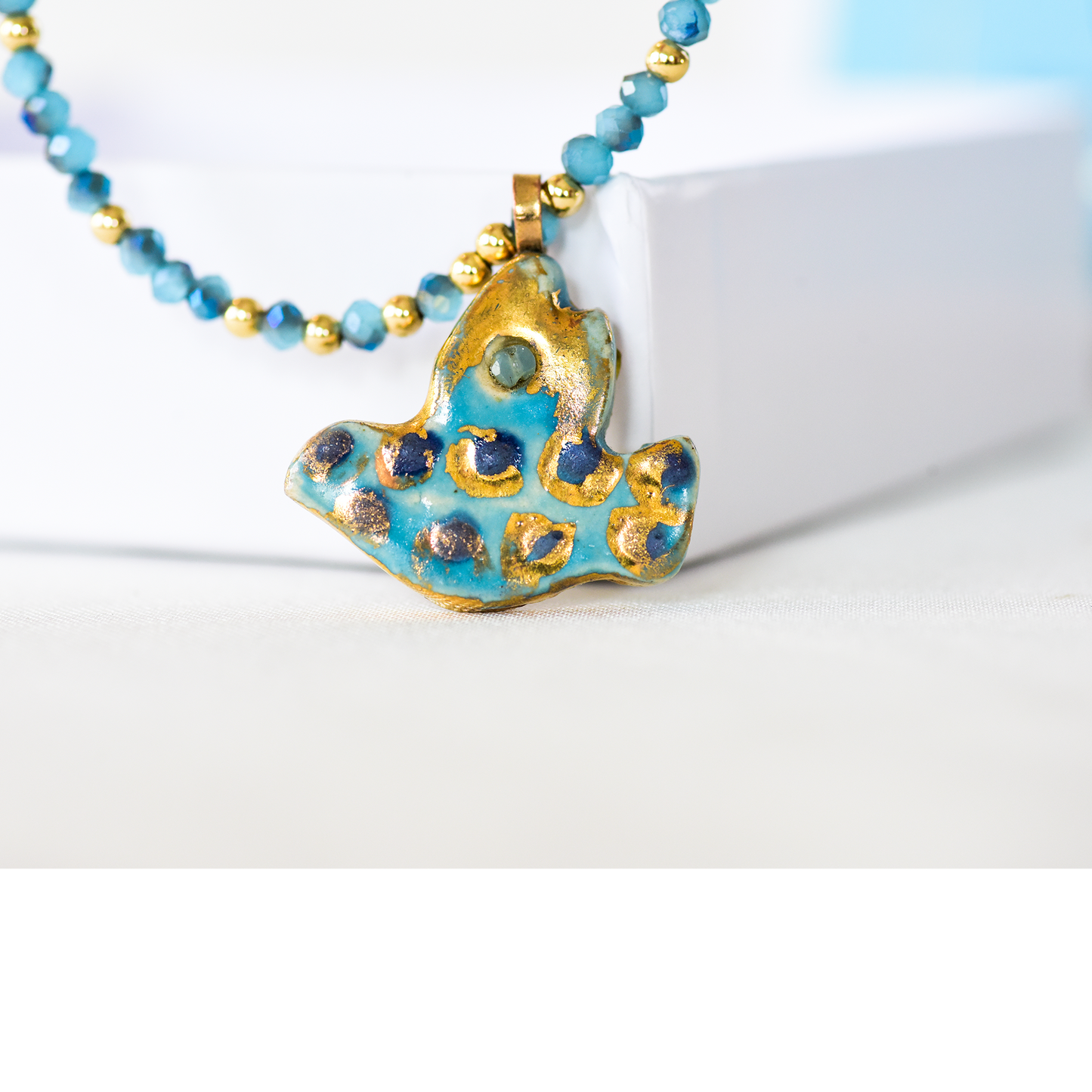 Small Dove of Peace Necklace on Beaded Strand