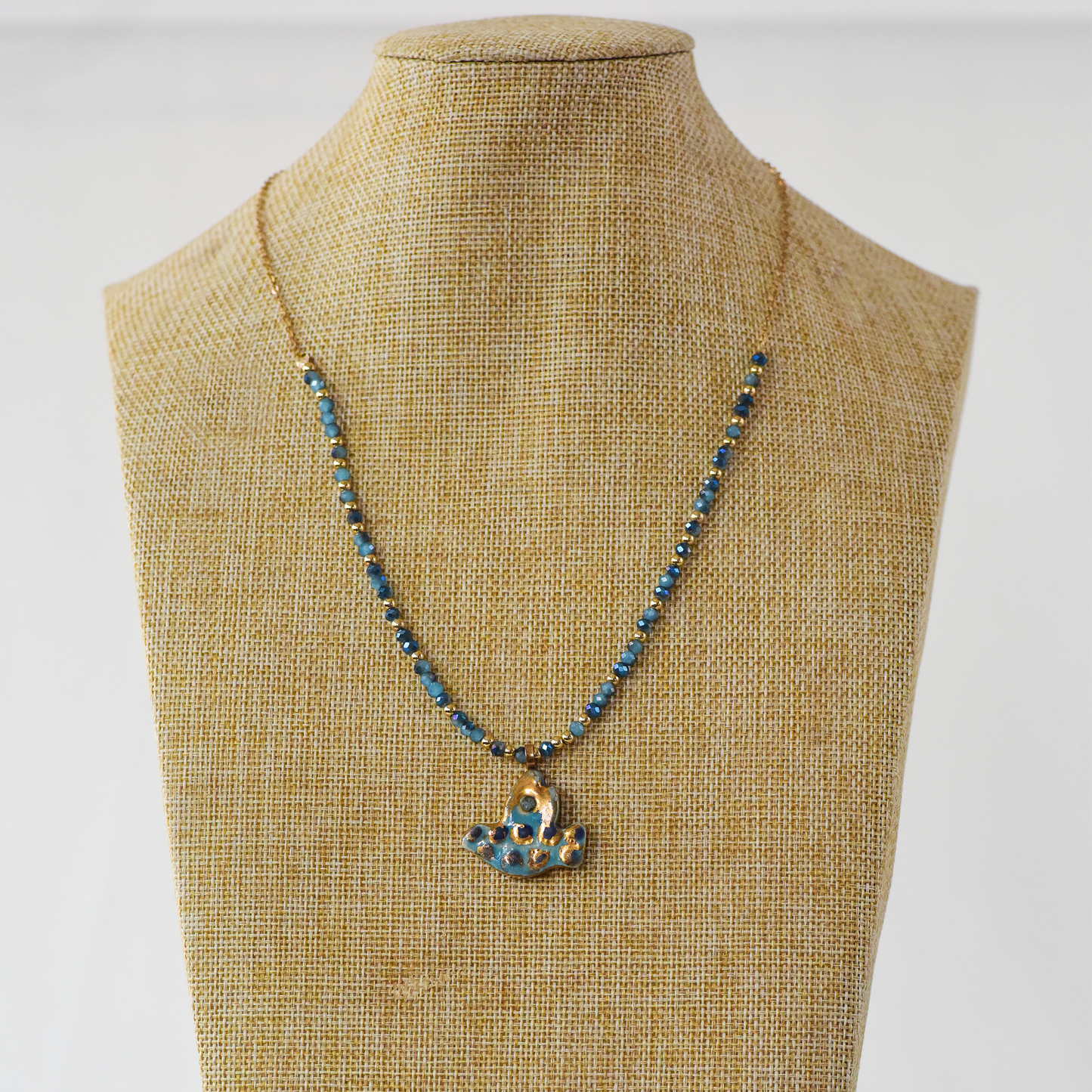 Small Dove of Peace Necklace on Beaded Strand