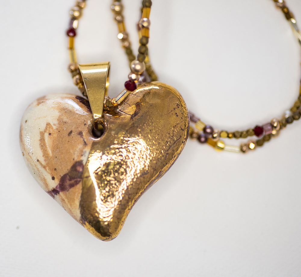 Heart of the Negev Pendant on Beaded Strand