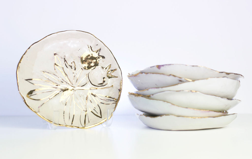 Set of Porcelain Seven Species Imprint Plates