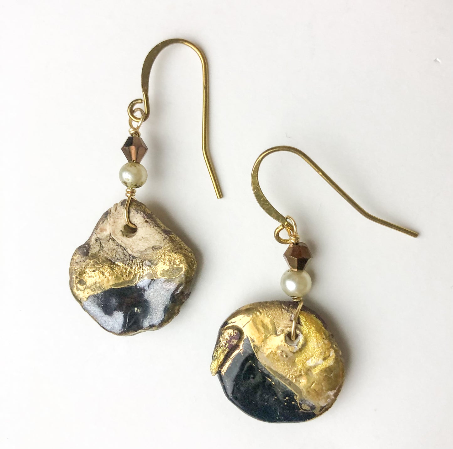 Ebony and Gold Circle Earrings