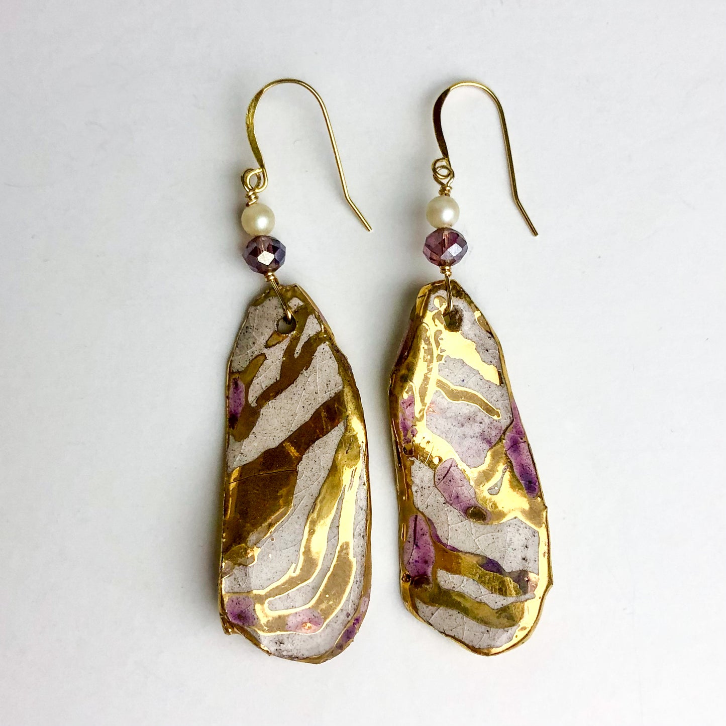 Golden Zebra Earrings With Pearls