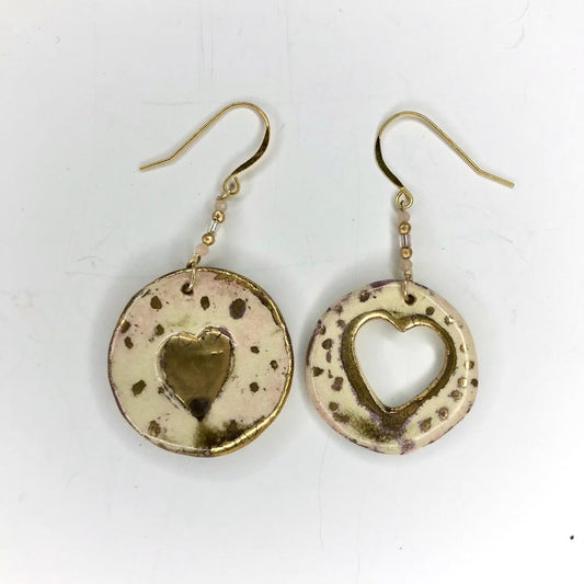 Golden Heart Circle Earrings