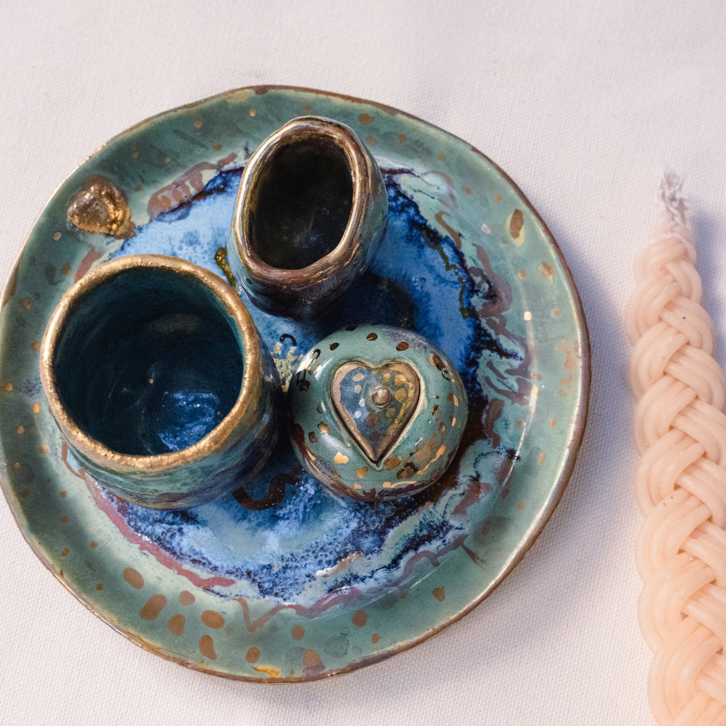 Gan Eden Havdallah Set in Emerald Tones