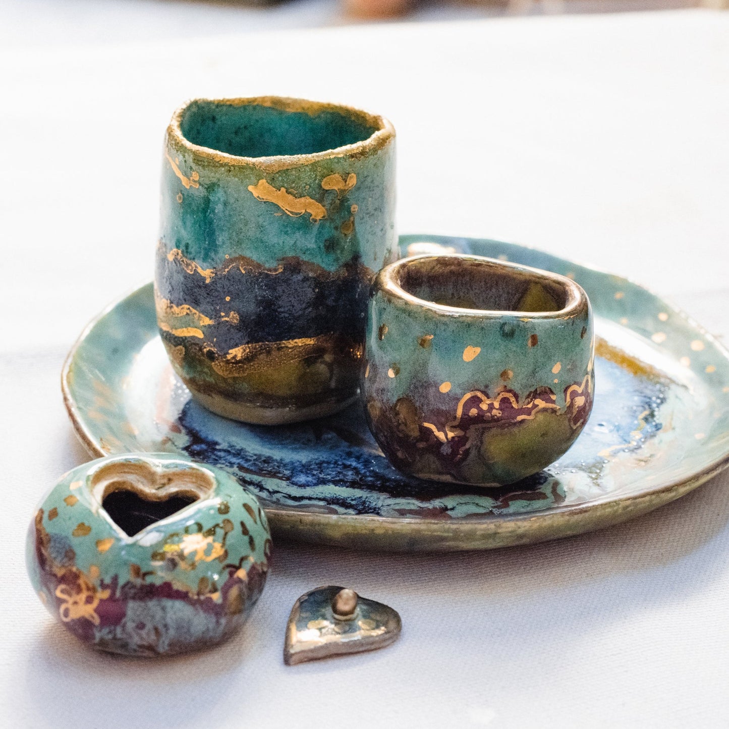 Gan Eden Havdallah Set in Emerald Tones