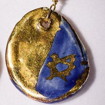 Pride of Israel Blue and Gold Drop Earrings •
