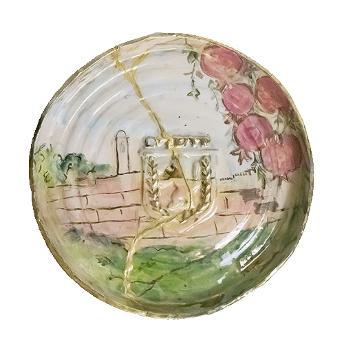 View of the Old City with Pomegranate Tree Passover Seder Plate Set