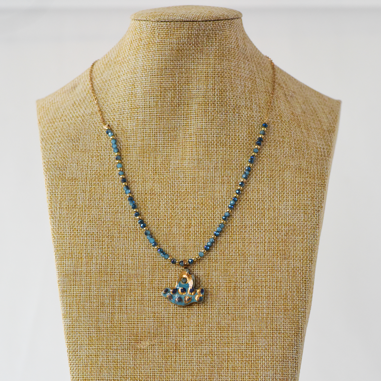 Small Dove of Peace Necklace on Beaded Chain