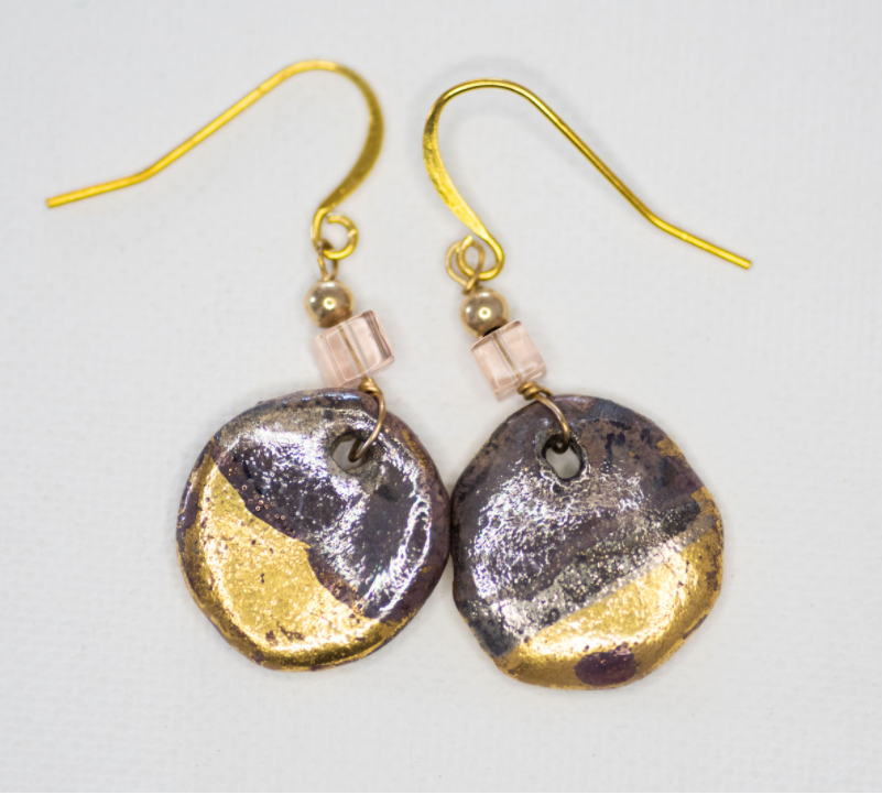 Elegant Gold-Dipped Purple Earrings