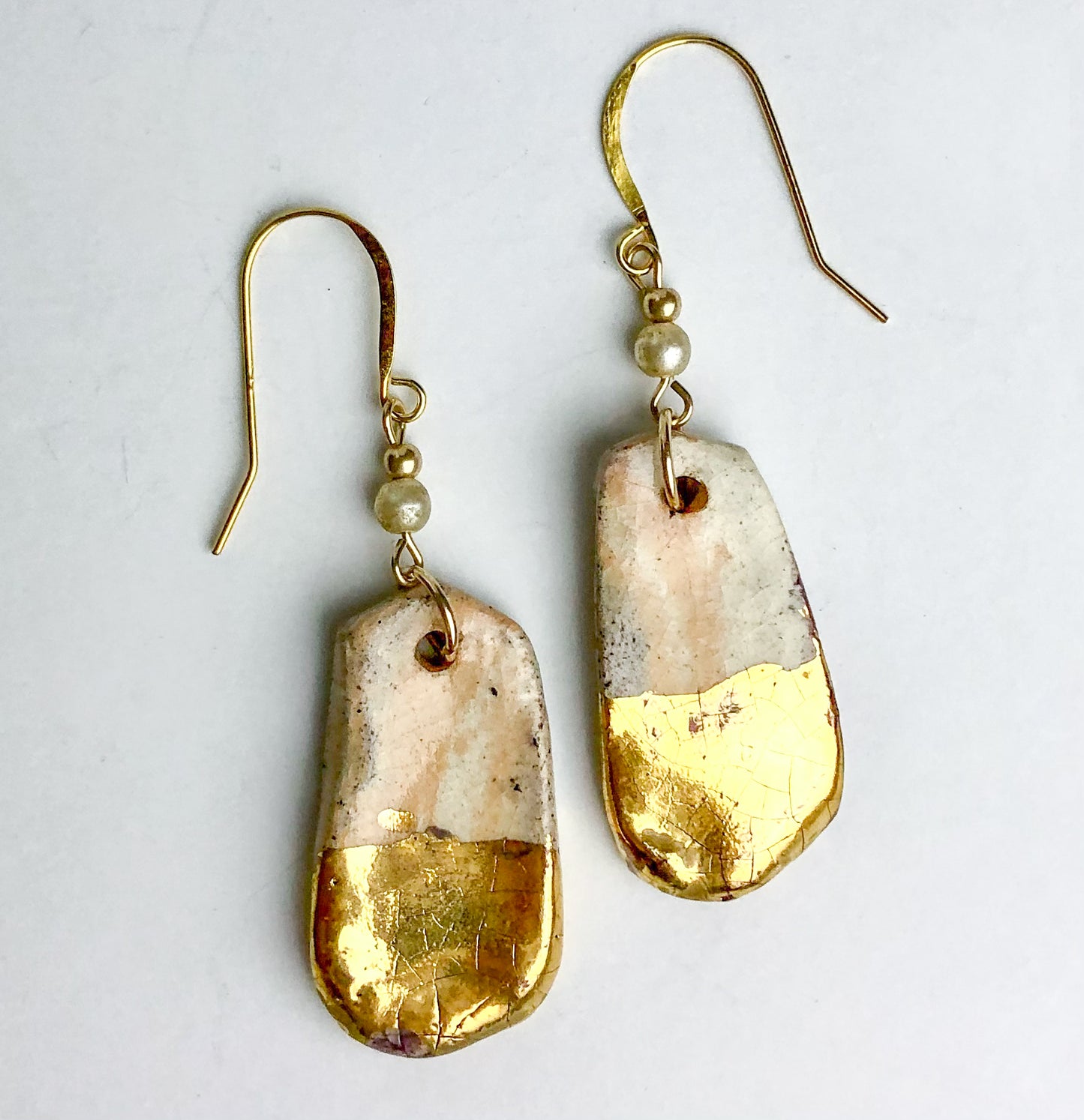 Golden Drop Earrings with Pearls