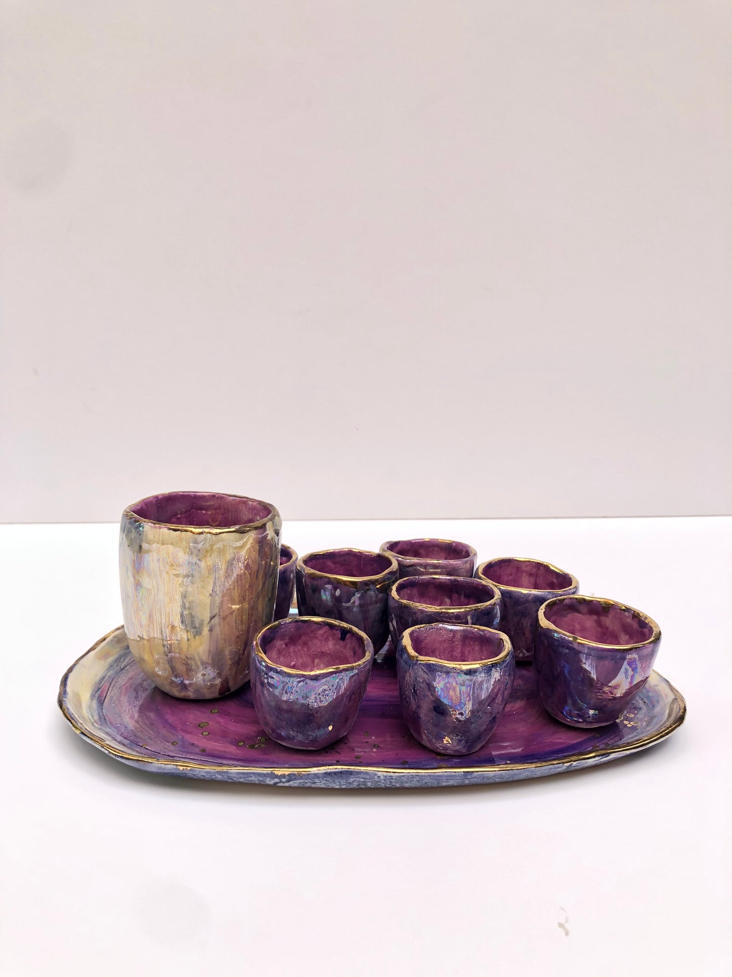Mystical Dawn Kiddush Cup Set with 8 Small Cuppies