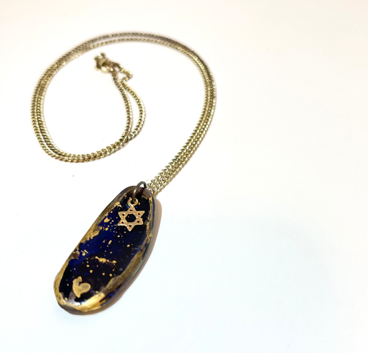 Midnight Sky Necklace with Star of David Charm