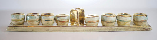 One of a Kind Ceramic Menorah | Made in Israel | 22k Gold | Functional Art
