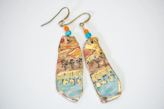Landscapes of Israel Drop Earrings with Beads II