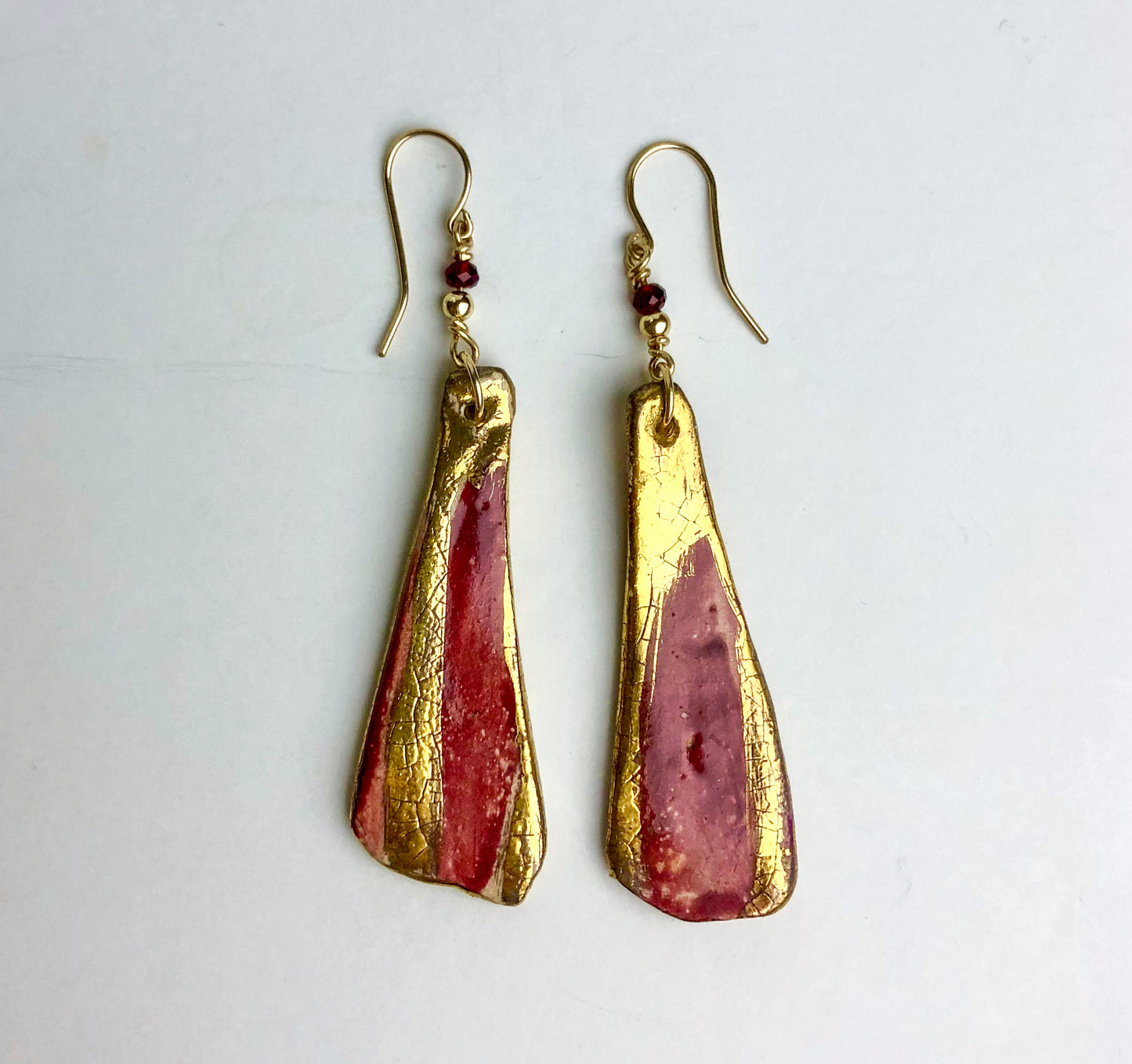 Golden Ruby Drop Earrings